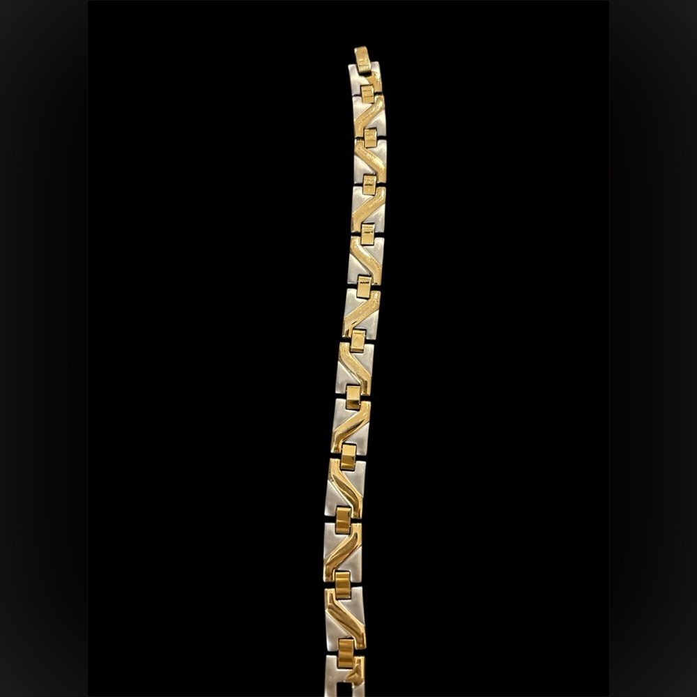 Vintage stainless steel / gold tone link bracelet